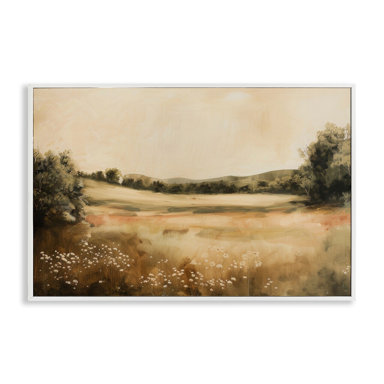 Stupell Industries Neutral Meadow Landscape Framed Giclee Wall Art Design by Lazar Studio